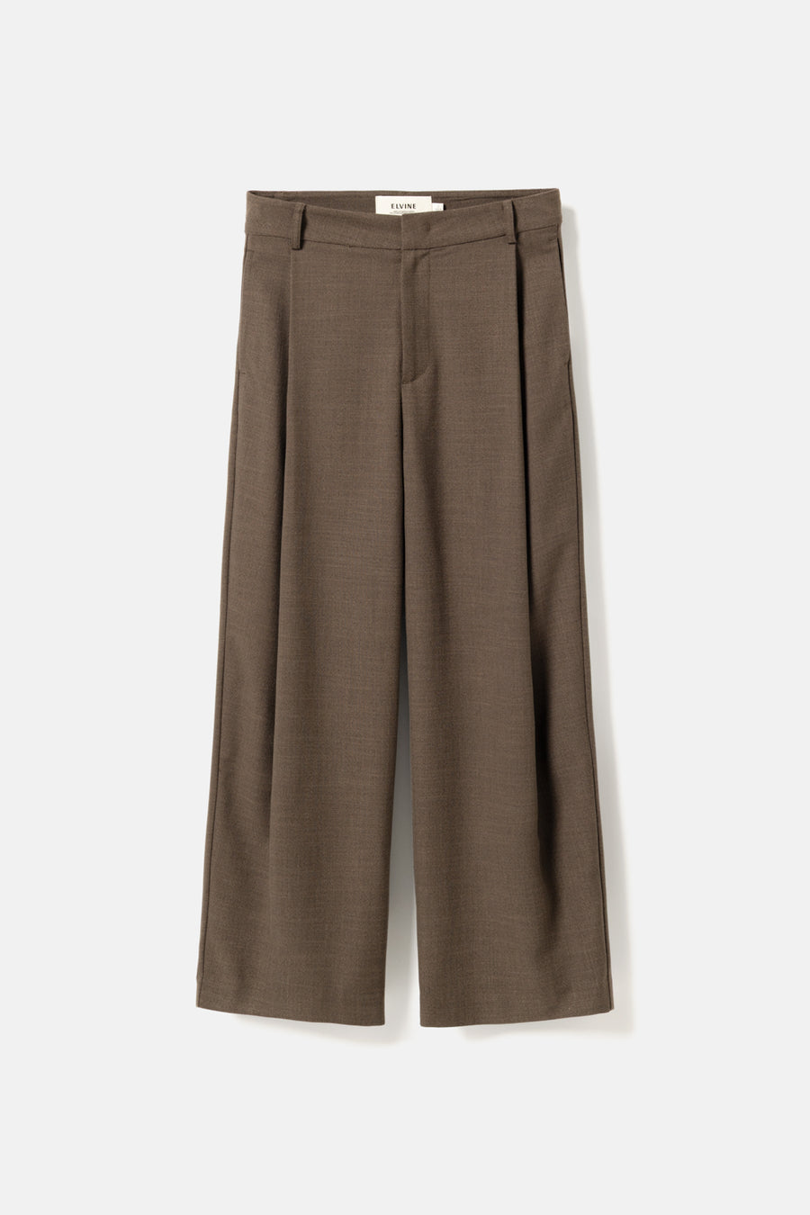 Cropped wide-pleat pants brown melange