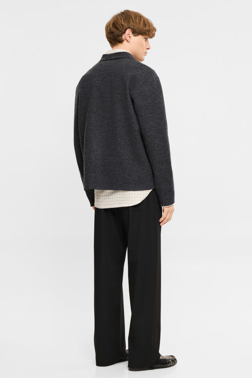 Boiled wool overshirt dark grey melange
